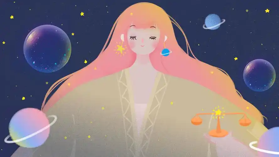 可爱的天秤座女孩插画