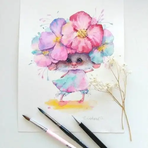 一组萌萌的水彩小动物 | genechka_djogan