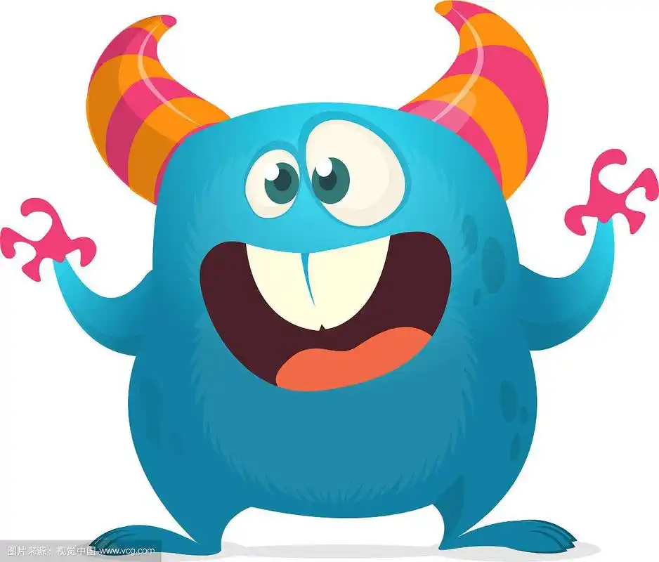 有趣的卡通怪物大牙齿