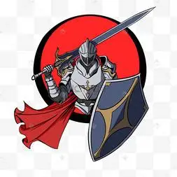 盔甲黑白画骑士卡通盾牌盔甲骑士贵族中世纪战士盔甲金属保护的骑士