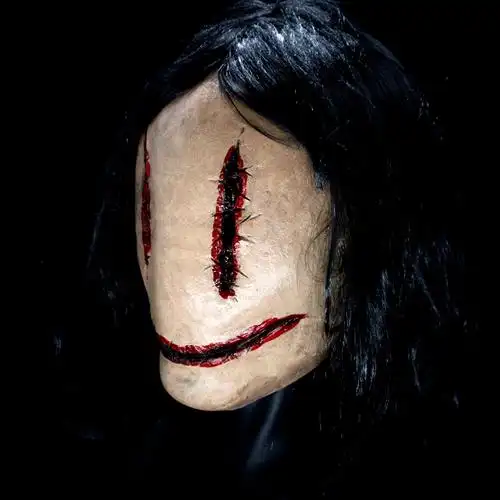 恐怖女鬼面具密室逃脱鬼屋剧本杀吓人日本泰国恐怖道具 刀疤半脸鬼