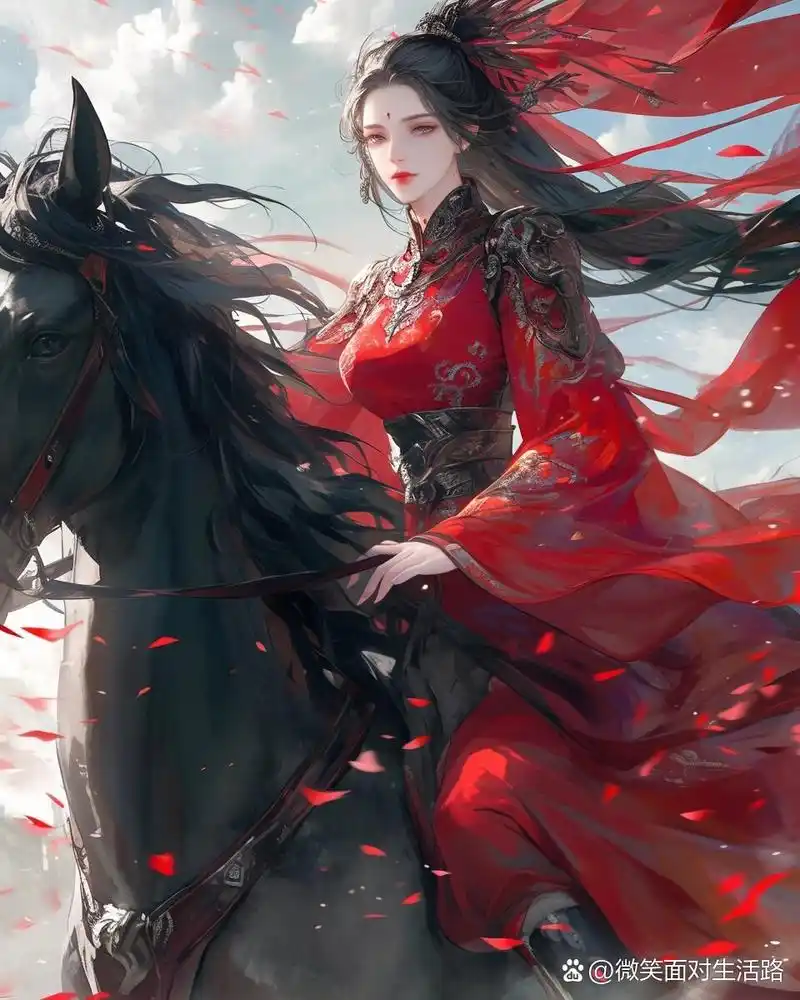 古风商用|为国浴血奋战的绝美女将军 古风女将人物插画分享