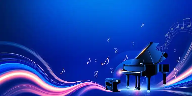 蓝色大气世界舞台天籁之音钢琴音乐会宣传展板背景