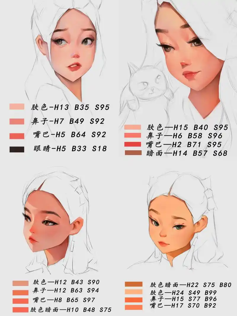 肤色合集练习图#画画 #插画 #欧美画风 #板绘 #抖音图文 - 抖音