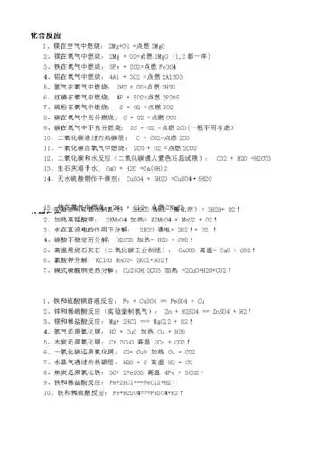初中化合反应方程式汇总.docx