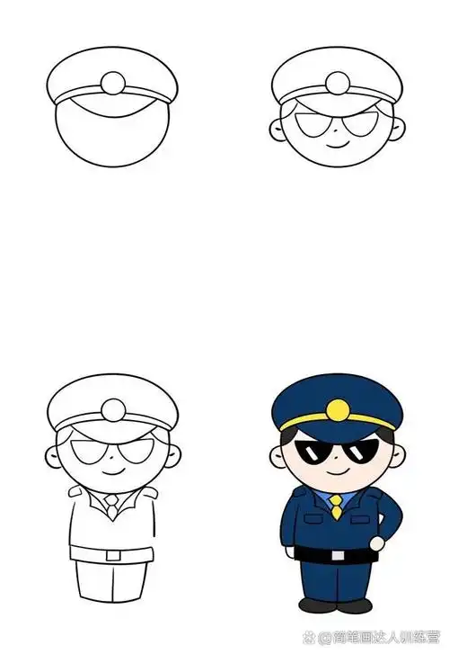 👮军人简笔画来啦✨