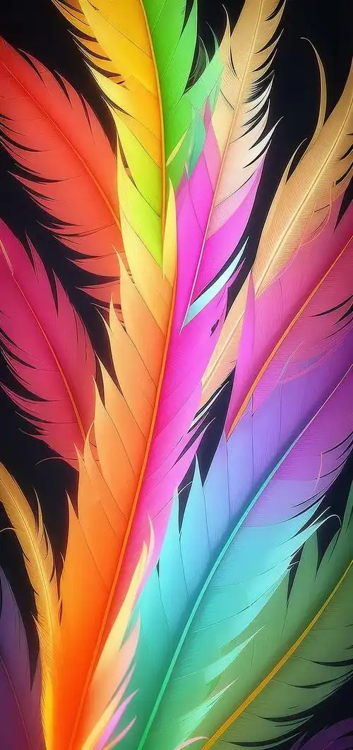 ai绘画壁纸:多彩羽毛,高清艺术彩色,4k超清画质