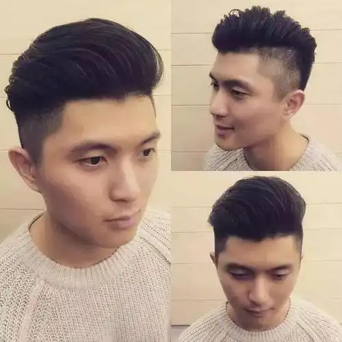 pompadour是飞机头发型的始祖,同样是将头发往后梳,look 1:pompadour