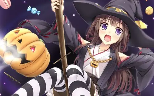 可爱的动漫美女万圣节主题系列卡通桌面壁纸高清(1)