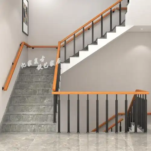 简约现代楼梯扶手护栏阁楼栏杆铁艺立柱幼儿园旋转楼梯扶手室内