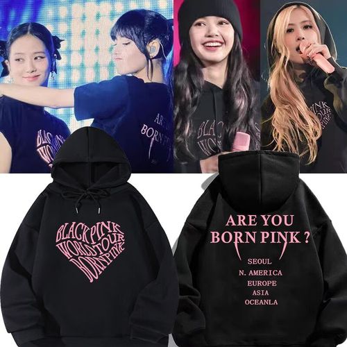 橦舟渡blackpink衣服爱心卫衣女周边bornpink同款rose上秋冬 优质版