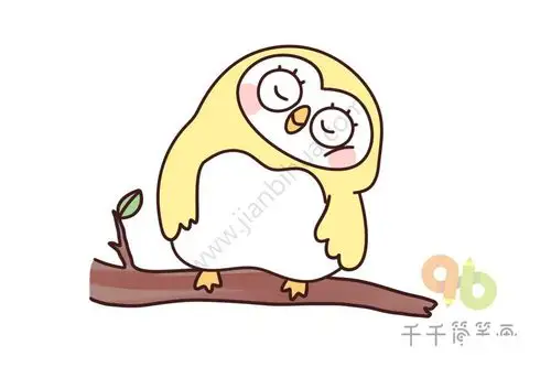 猫头鹰简笔画睡觉时间到了