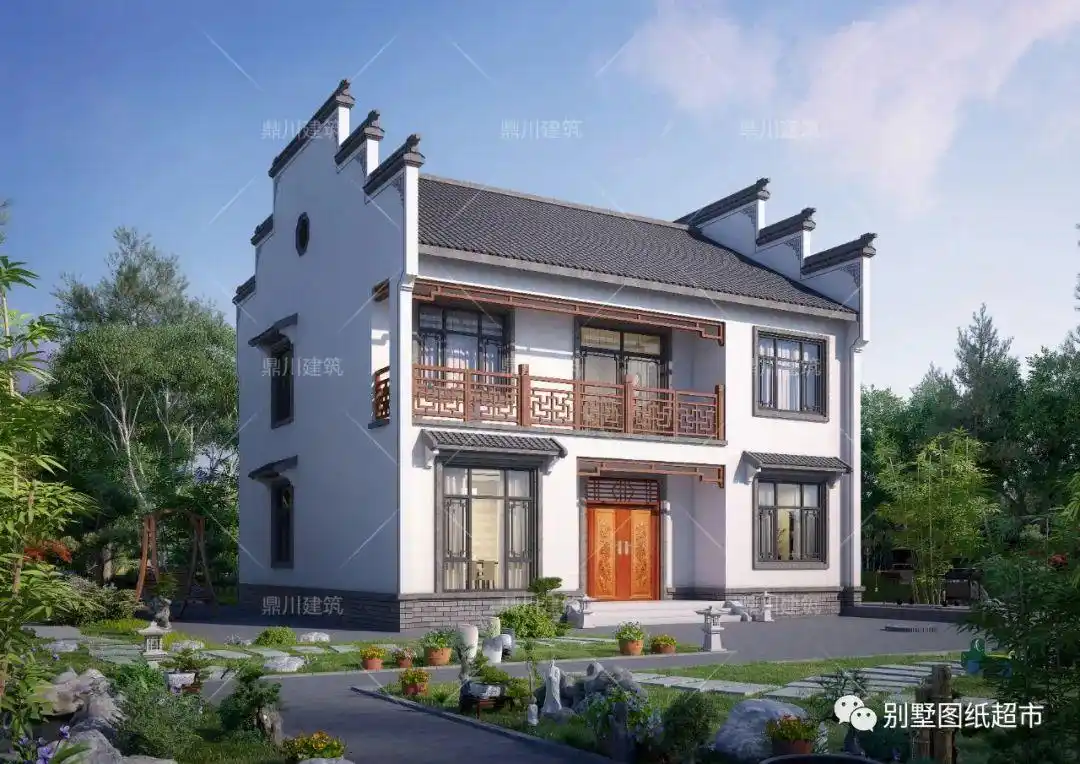 12×11米,中式徽派二层农村别墅,马头墙小青瓦,配上院子更完美