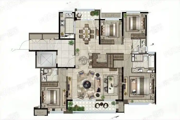 爱琴海国际广场红星天铂爱琴海国际广场红星天铂3室2厅2卫1460㎡户型