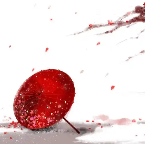 手绘古物【红伞】【彩色】【古风】