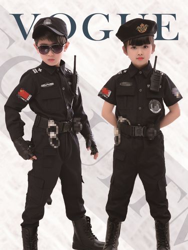 儿童警察特警服装特种兵套装军人警官表演男女儿童演出服