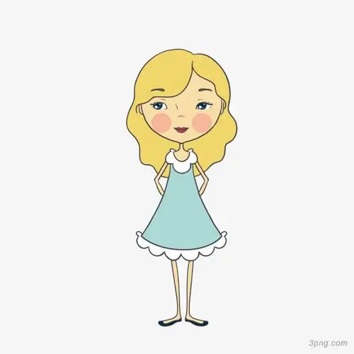 卡通美女png素材透明免抠图片-卡通手绘-三元素3png.com