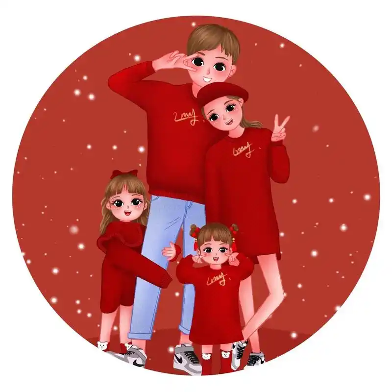 一家四口/亲子头像/圣诞月 生了两个女儿,有人嘲笑,有人羡慕,有人说三