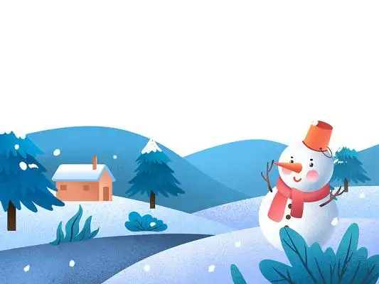 彩色卡通手绘冬天冬季雪景雪地雪人元素png素材