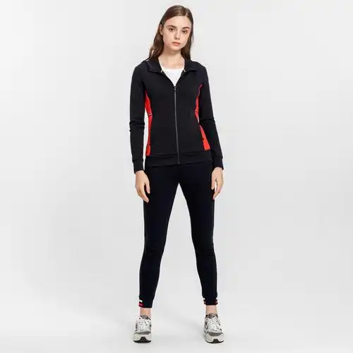 斐乐女装时尚休闲女款拉链连帽百搭女式针织长袖连帽外套