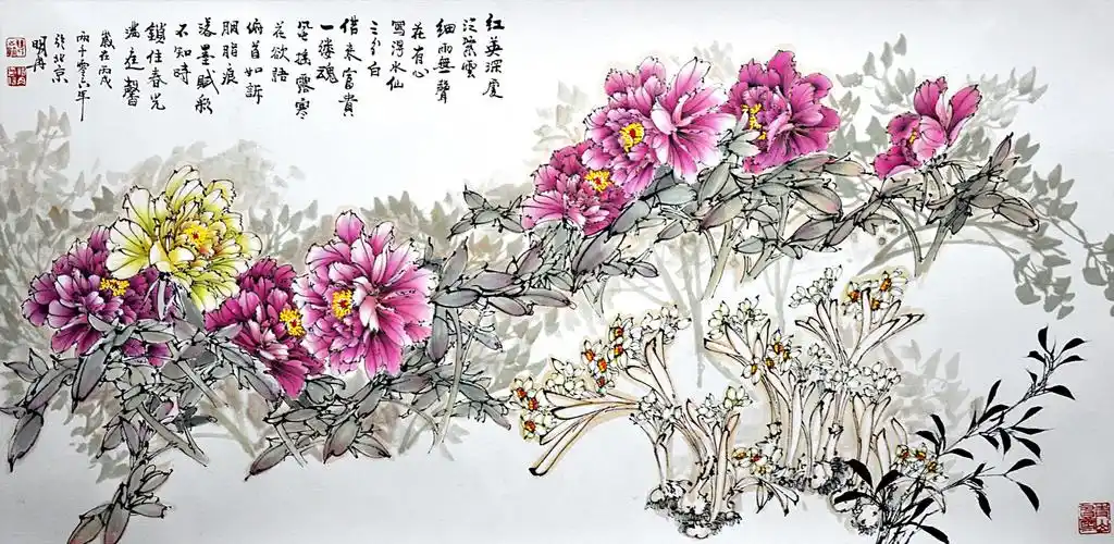 国画艺术曹明冉大型工笔花鸟作品欣赏