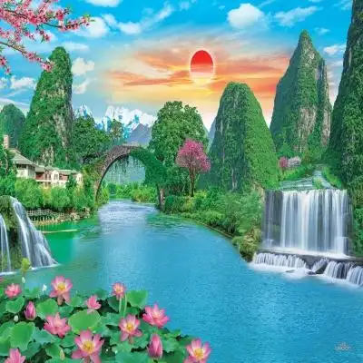 【山水瀑布风景画图片】山水瀑布风景画图片大全_q友网