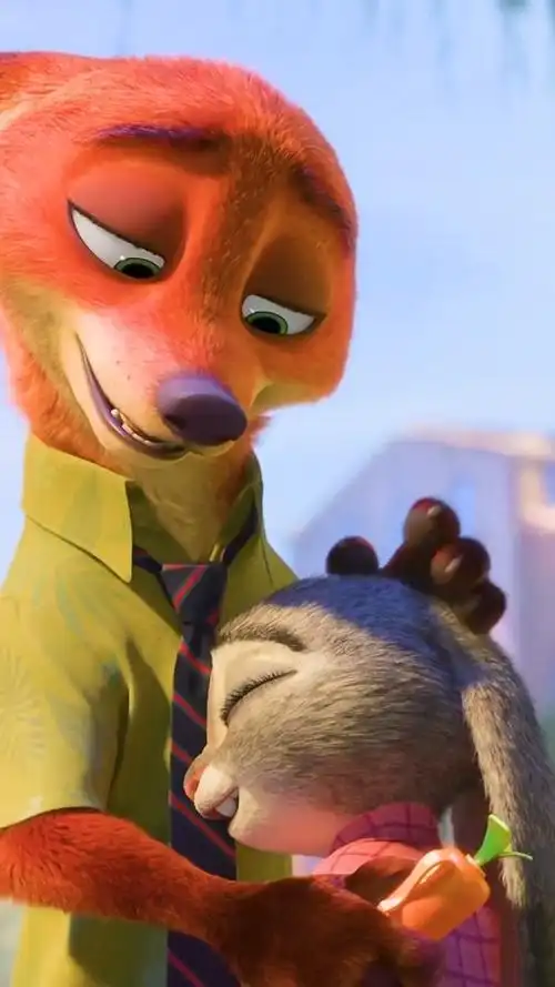 疯狂动物城:朱迪尼克看这溺爱的眼神也太甜了吧 #动漫全屏视频 #动漫