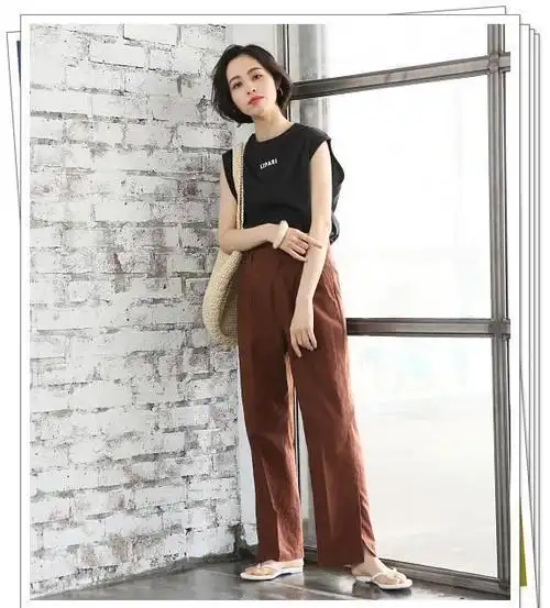 亚麻裤简直太好穿了!15个日系穿搭示范,搭配简单上衣也很时尚