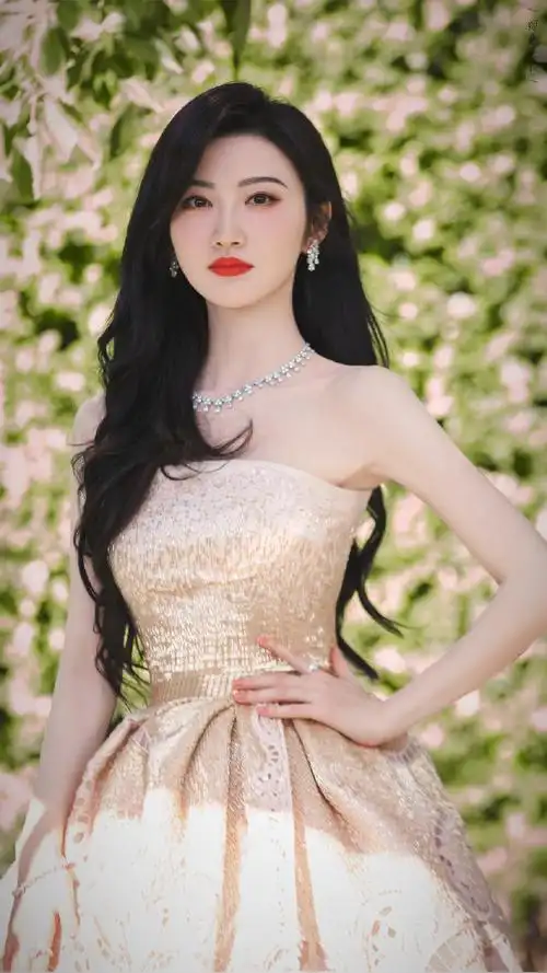 景甜薄纱几何镂空长裙