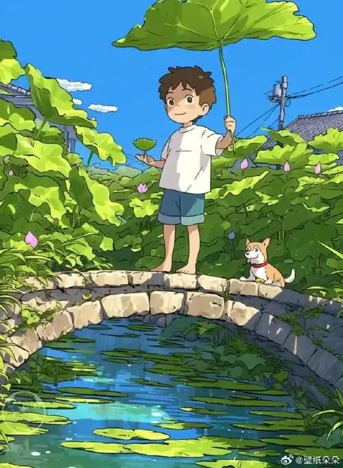 夏日荷田童趣之~ 宫崎骏动漫插画头像