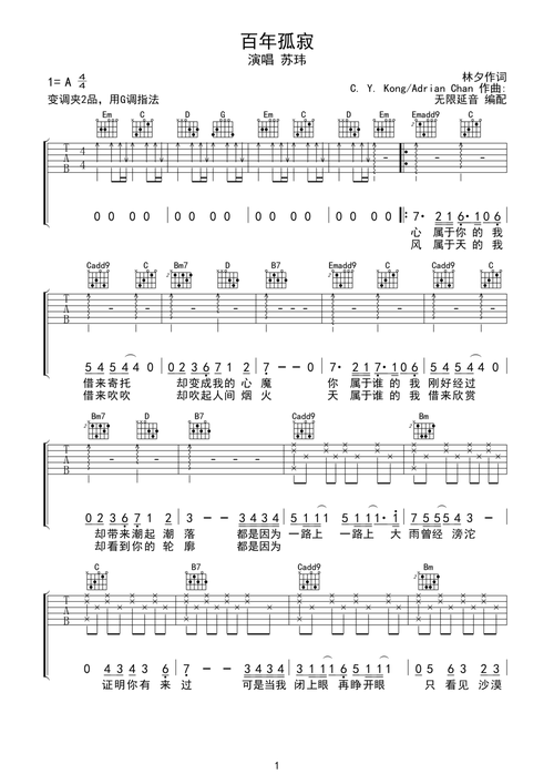 苏玮百年孤寂吉他谱