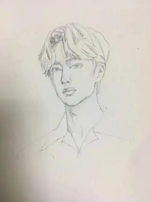 手绘王一博线稿