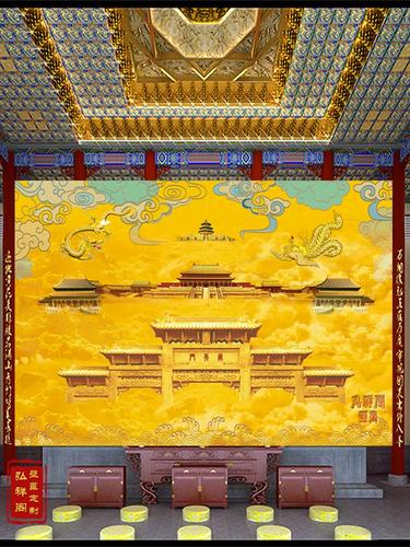 天宫南天门壁画道家大型背景墙纸布天庭太微玉清宫凌霄殿龙凤壁纸
