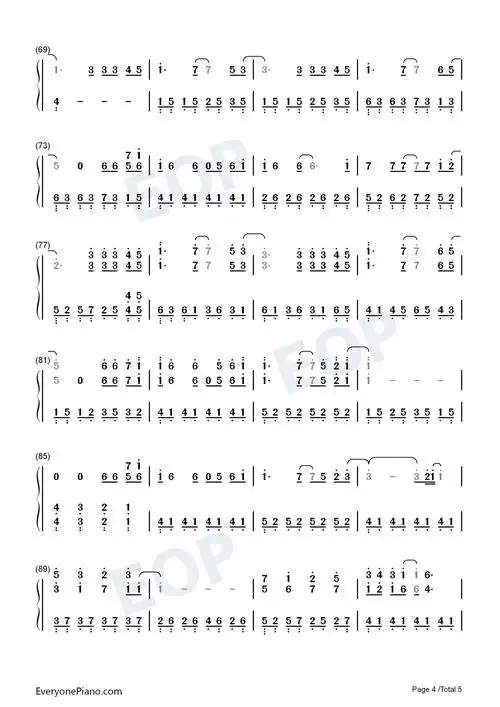 星空电影星空主题曲双手简谱预览4