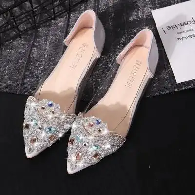 韩版百搭包头水晶平底凉鞋女鞋2020潮果冻鞋透明尖头女夏平跟单鞋