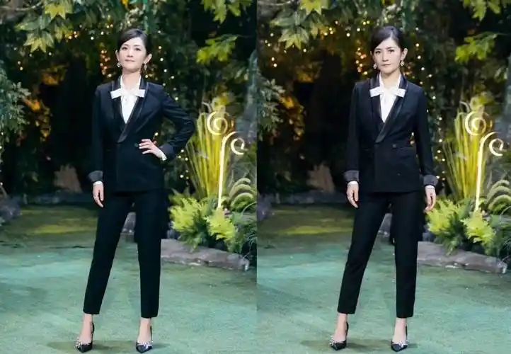 有了"乘风发布人"名号的谢娜真不一样,穿搭都变正式了,挺酷的_西装