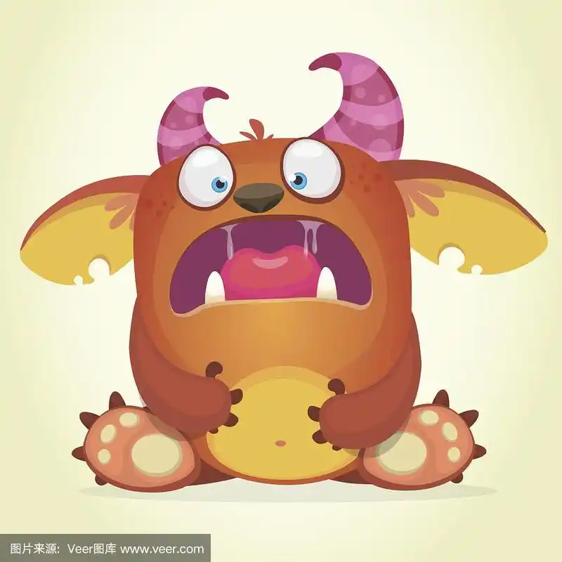 快乐的卡通毛绒绒的巨魔或小妖精.矢量字符