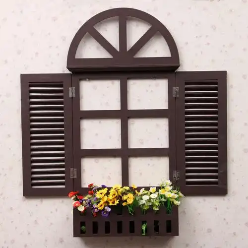 装饰花主播直播间小清新改造装饰假窗户飘窗房间蓝色店铺模具隔