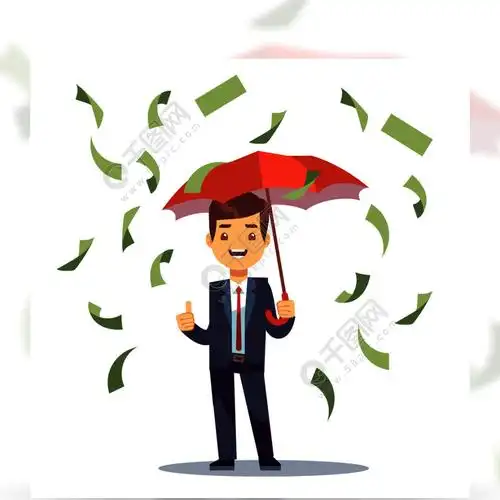 站立与在金钱雨传染媒介例证的伞的商人有伞的人在金钱雨下站在伞在钱