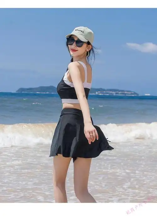 泳衣分体女气质简约两件套泡温泉度假保守时尚显瘦小胸游泳馆专用泳装