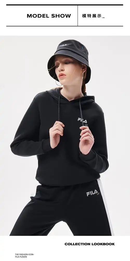 fusiont11w135202f】fila fusion斐乐潮牌女装连帽衫简约休闲运动卫衣