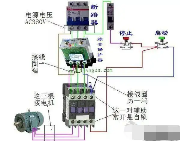 电动机综合保护器实物接线图