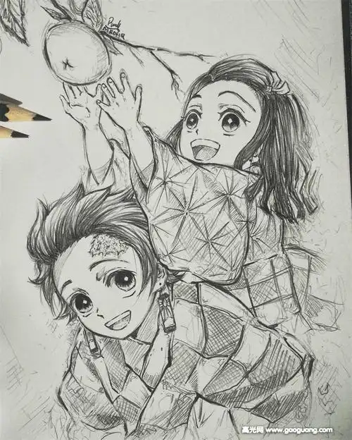 动漫人物铅笔画临摹素材,精致的动漫人物手绘线稿