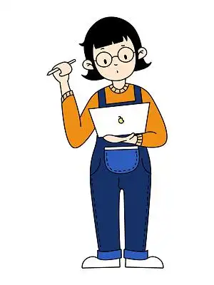 彩色手绘卡通职业人物设计师程序员思考元素png素材