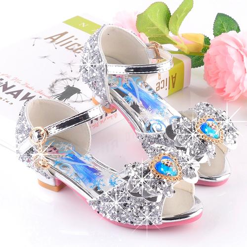 子冰雪奇缘爱莎公主鞋新款儿童凉鞋女童高跟鞋2024夏季水晶鞋时尚