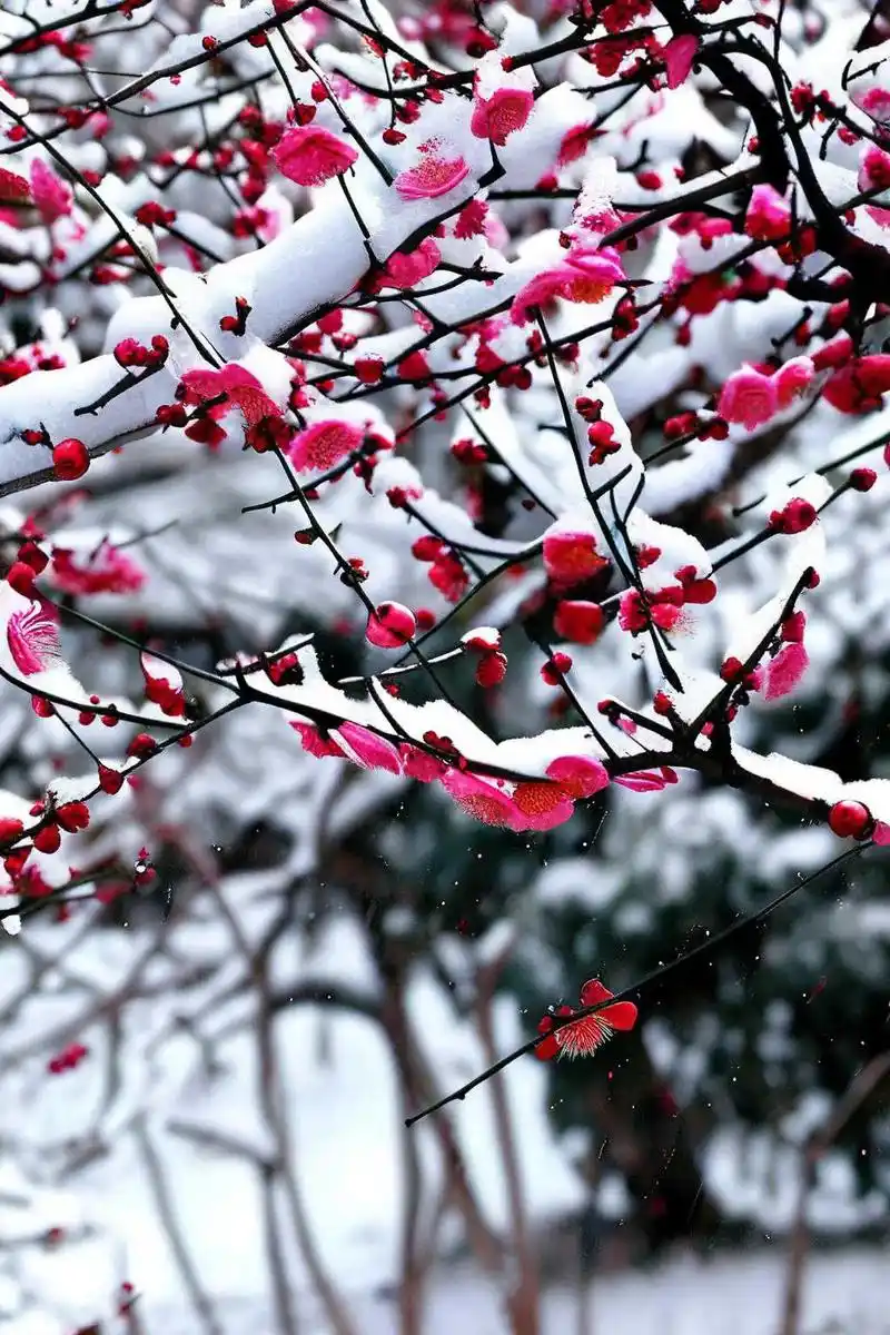 一组梅花风雪头象壁纸来了.#治愈系风景壁纸 #ai绘画 #手 - 抖音