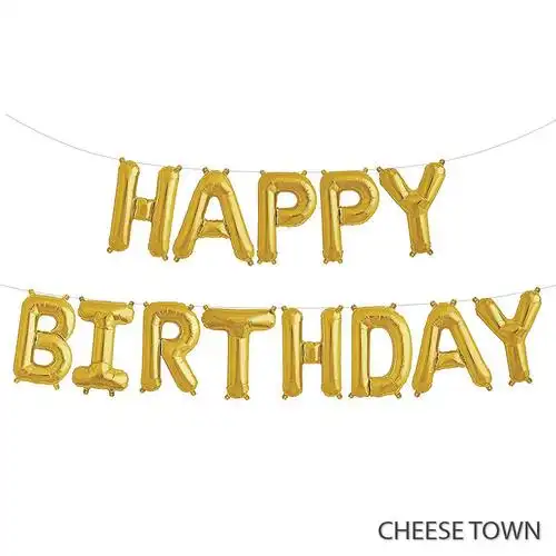 可悬挂16寸生日快乐happybirthday英文字母气球铝膜气球
