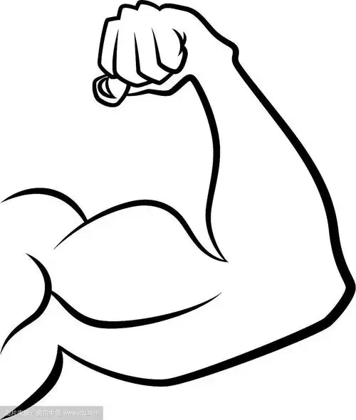 强壮的手与肌肉手绘图标