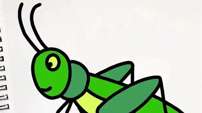 蚱蜢05简笔画教程来啦～教你5步画出简单又可爱的蚱蜢