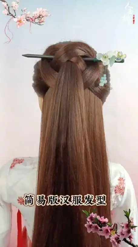 汉服简易发簪盘发这个春天出游赏花赏月亮发型这样扎仙气十足
